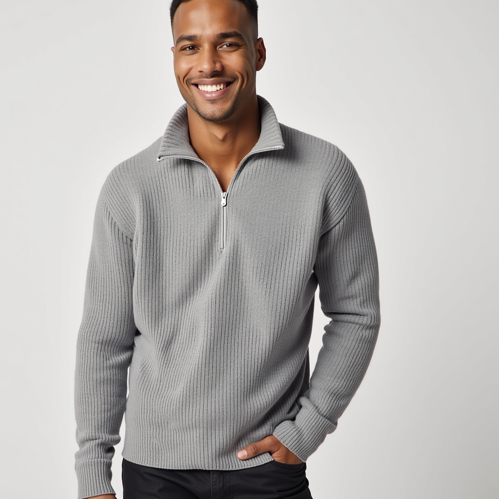 Jersey Acanalado Con Media Cremallera Y Ajuste Unisex | Ideal Para Uso Diario