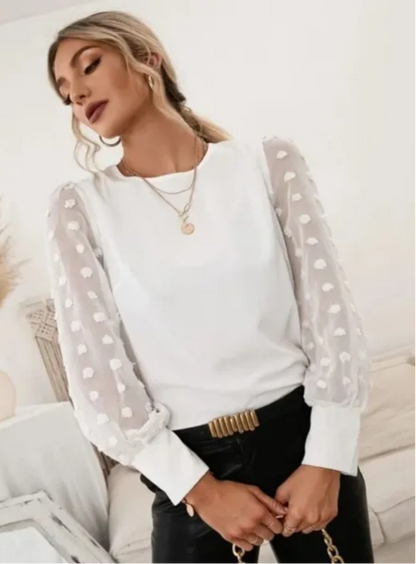 Top De Manga Larga Con Corte Recto Y Escote Redondo Para Mujer | Ideal Para Uso Diario