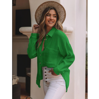 Camisa Con Corte Recto Y Mangas Largas Para Mujer | Ideal Para Uso Diario Y Profesional