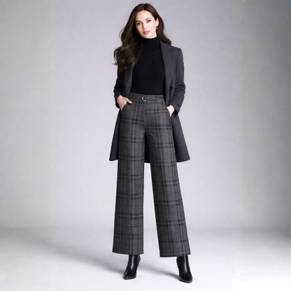 Pantalón de Talle Alto con Corte Ajustado y Pierna Ancha para Mujer | Ideal para Uso Diario y Trabajo