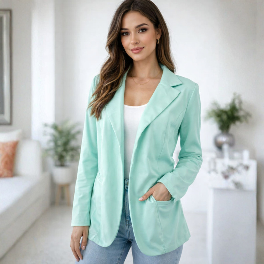 Blazer con Corte Ajustado y Bolsillos Frontales para Mujer | Uso Profesional o Diario