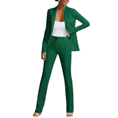 Conjunto De Dos Piezas Con Blazer Abierto Y Pantalón Para Mujer | Ideal Para Uso Profesional Y Diario