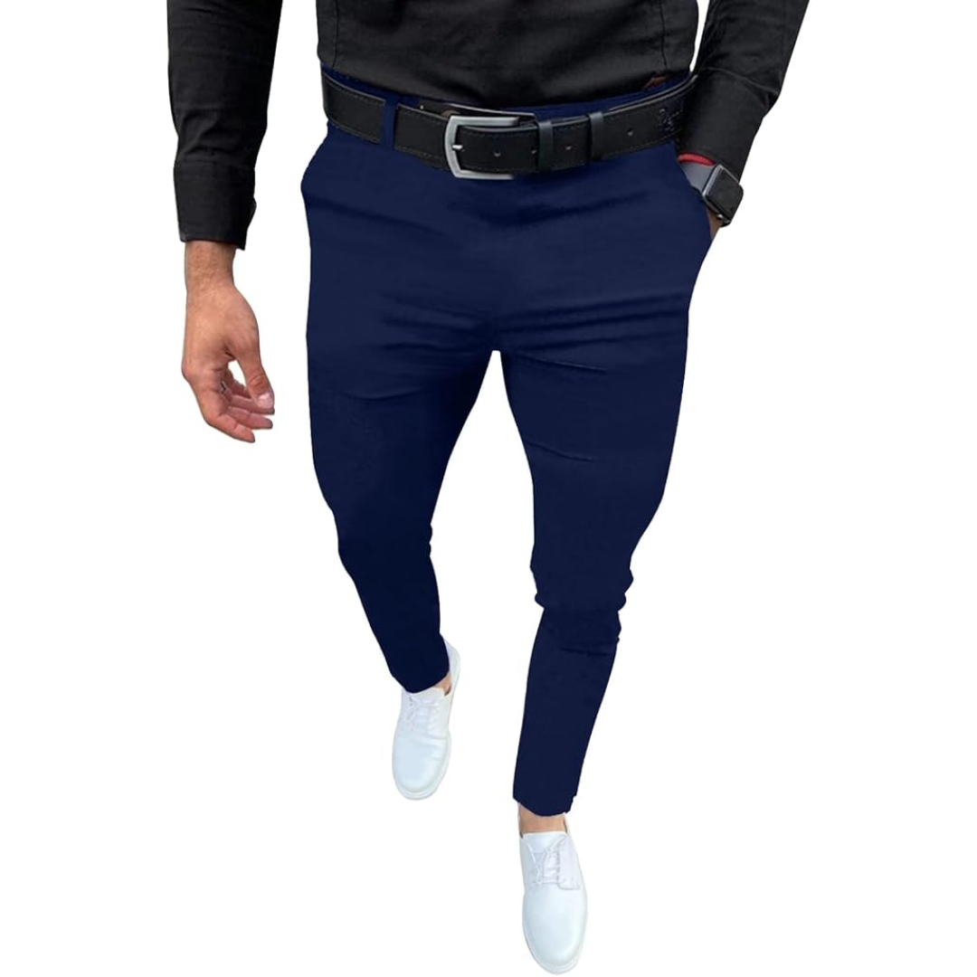 Pantalón Slim Fit con Bolsillos Laterales y Traseros para Hombre | Ideal para Entornos Profesionales y Uso Diario