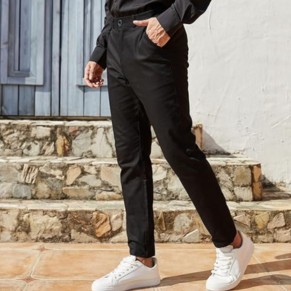 Pantalón Slim Fit con Bolsillos Laterales y Traseros para Hombre | Ideal para Entornos Profesionales y Uso Diario