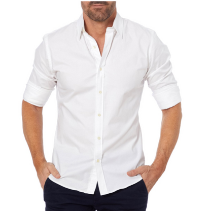 Camisa Con Cuello Abotonado Y Corte Ajustado Para Hombre | Ideal Para Uso Diario Y Entornos Profesionales
