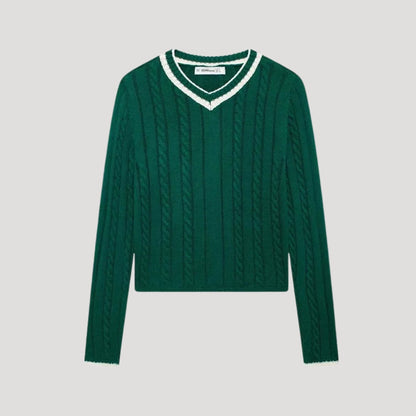 Jersey Con Cuello En V Y Diseño De Trenzas Para Mujer | Ideal Para Uso Diario