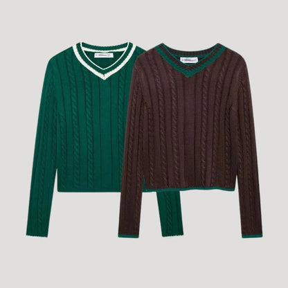 Jersey Con Cuello En V Y Diseño De Trenzas Para Mujer | Ideal Para Uso Diario