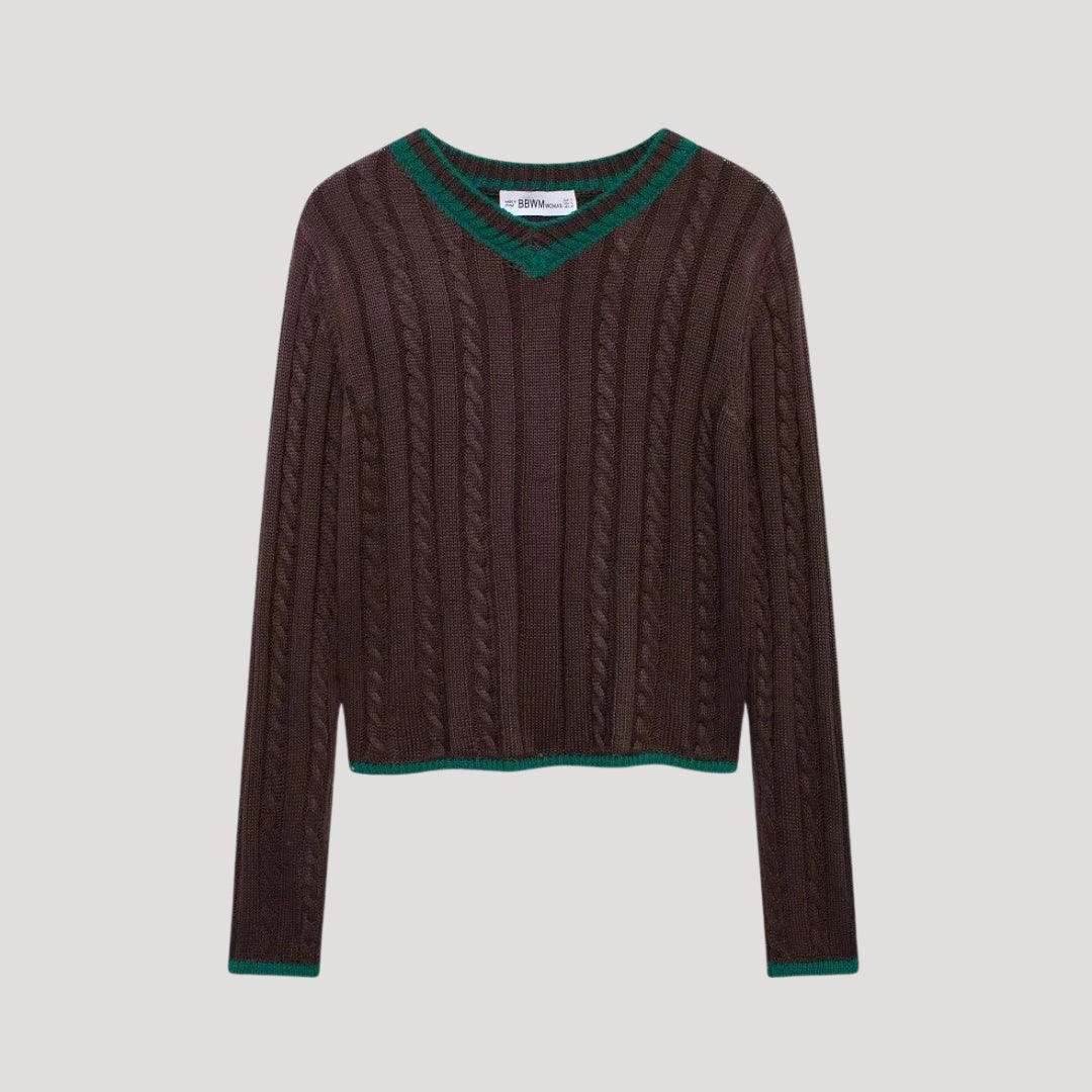 Jersey Con Cuello En V Y Diseño De Trenzas Para Mujer | Ideal Para Uso Diario