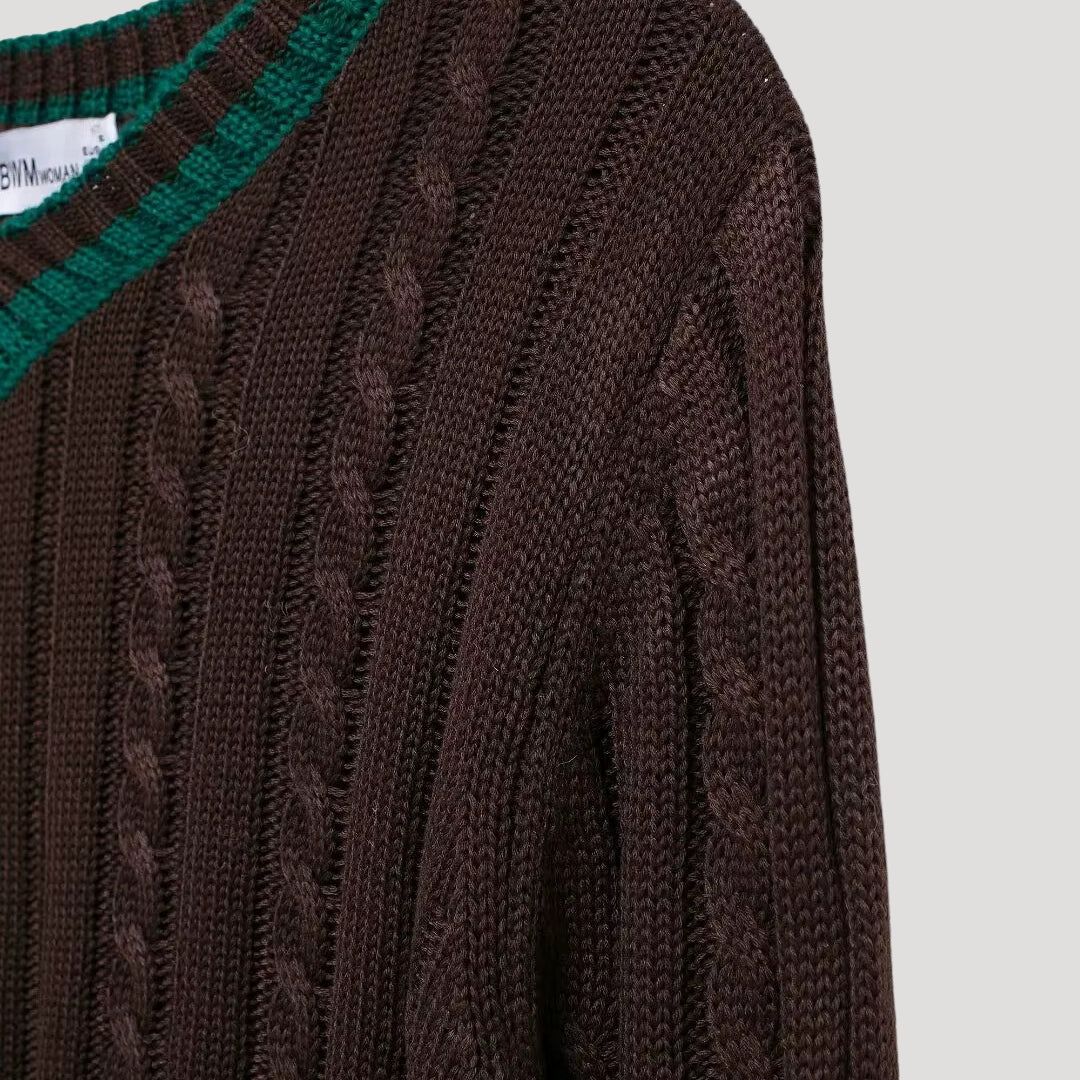 Jersey Con Cuello En V Y Diseño De Trenzas Para Mujer | Ideal Para Uso Diario
