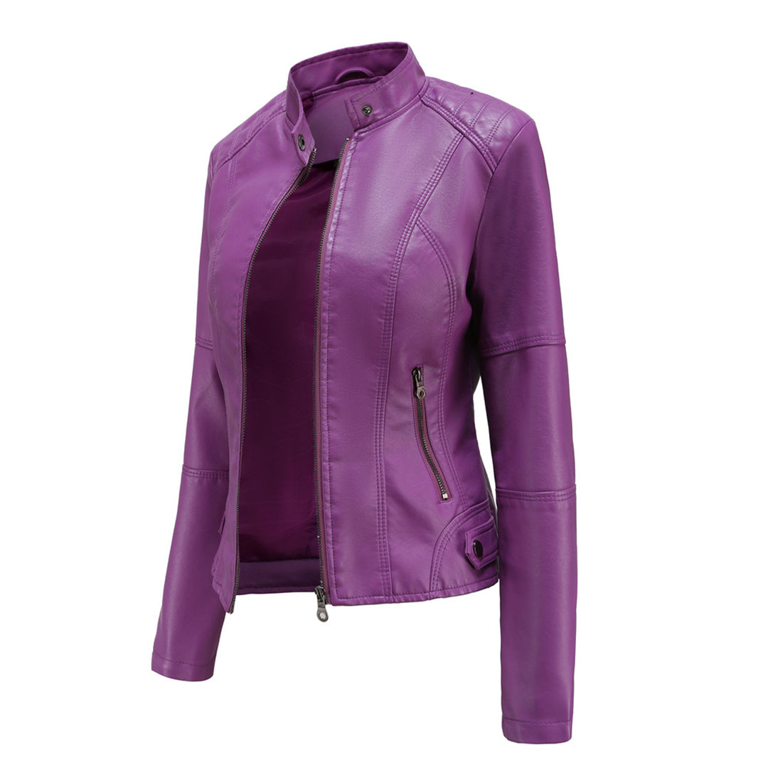 Chaqueta Corta con Cremallera Frontal y Cuello con Broches para Mujer | Ideal para la Media Estación