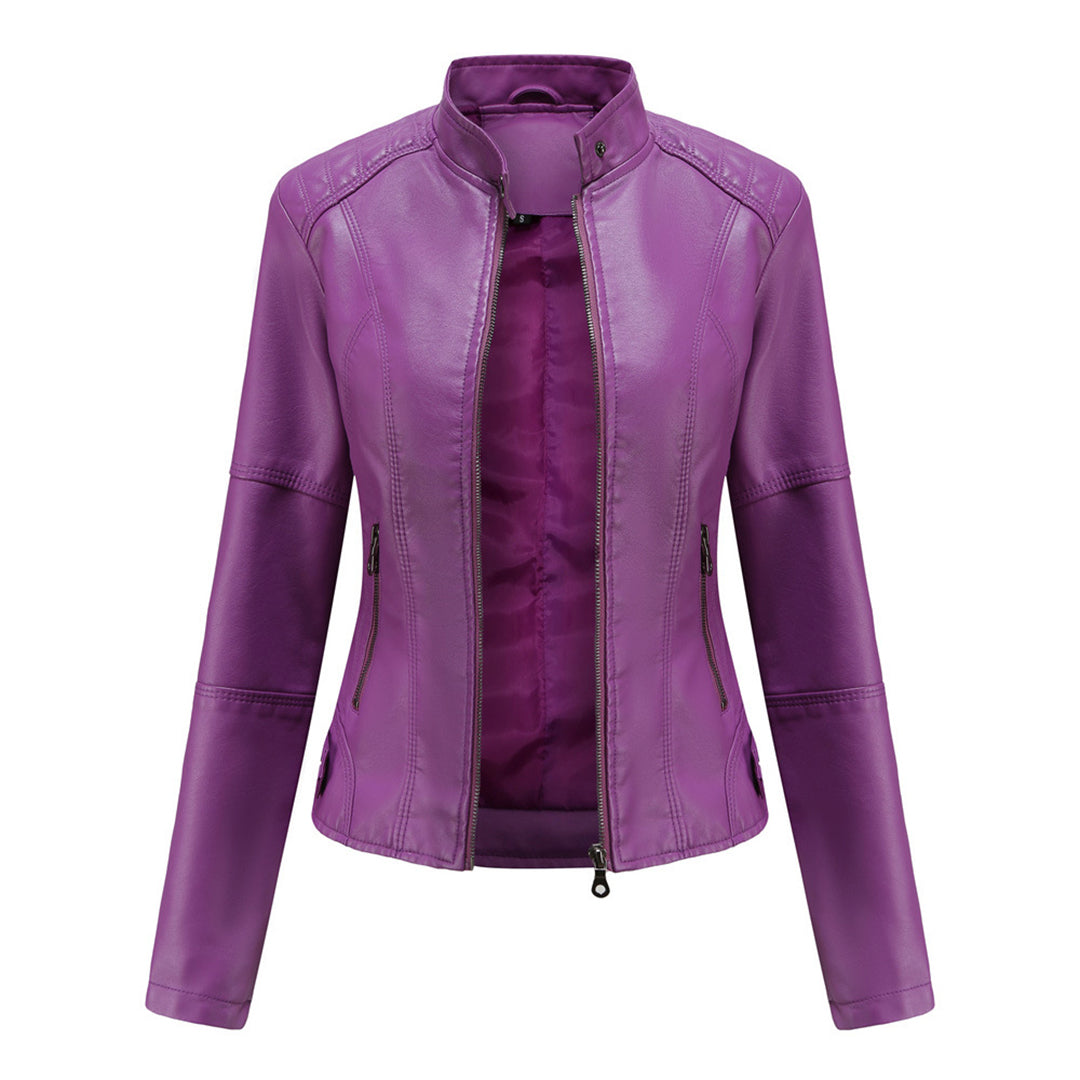 Chaqueta Corta con Cremallera Frontal y Cuello con Broches para Mujer | Ideal para la Media Estación