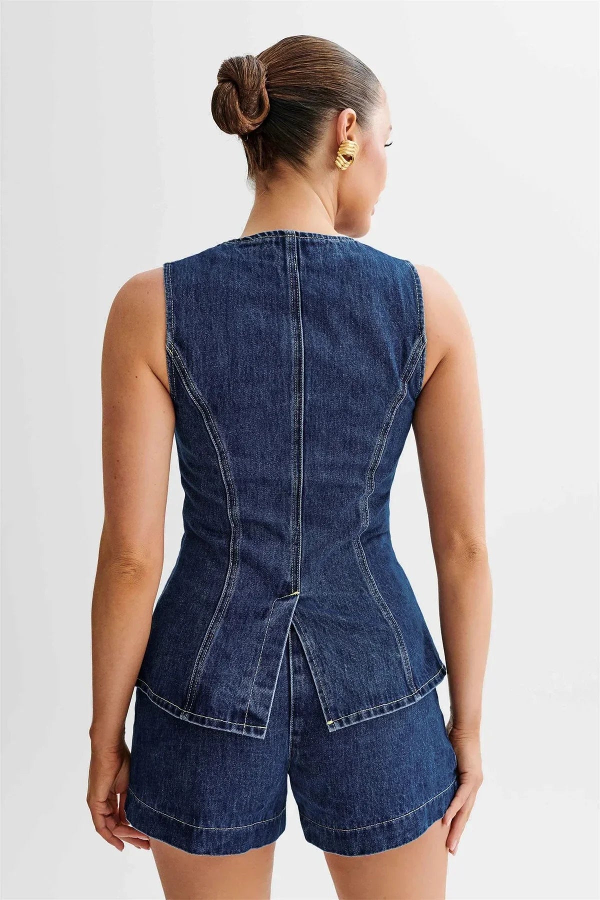 Conjunto De Dos Piezas con Top Sin Mangas y Shorts De Talle Alto para Mujer | Ideal para Uso Diario