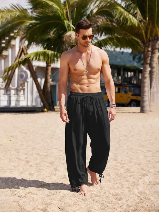 Pantalón Harem de Corte Amplio con Bajo Ajustado para Hombre | Ideal para Uso Diario