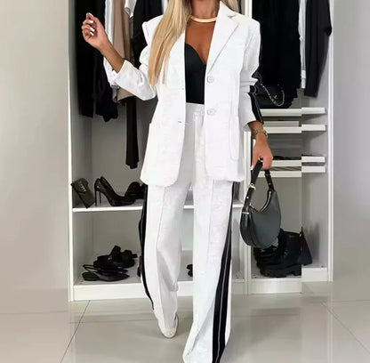Conjunto De Blazer De Manga Larga Y Pantalón Coordinado Para Adultos | Ideal Para Entornos Profesionales Y Formales