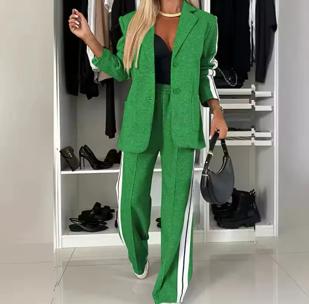 Conjunto De Blazer De Manga Larga Y Pantalón Coordinado Para Adultos | Ideal Para Entornos Profesionales Y Formales