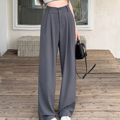 Pantalón de Talle Alto con Corte Amplio y Bolsillos Laterales para Mujer | Ideal para Uso Diario