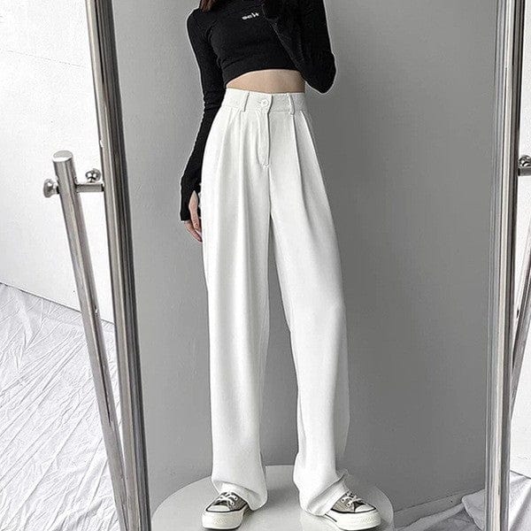 Pantalón de Talle Alto con Corte Amplio y Bolsillos Laterales para Mujer | Ideal para Uso Diario