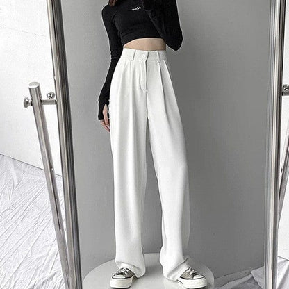 Pantalón de Talle Alto con Corte Amplio y Bolsillos Laterales para Mujer | Ideal para Uso Diario