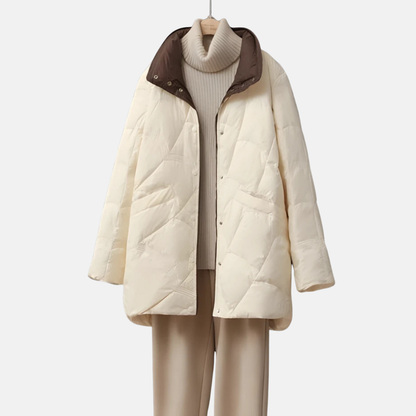 Chaqueta Acolchada De Largo Medio Con Cuello Alto Para Mujer | Ideal Para Entretiempo