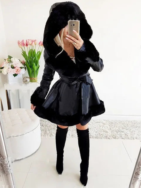 Abrigo Largo con Capucha y Cierre de Botones para Mujer | Ideal para El Invierno