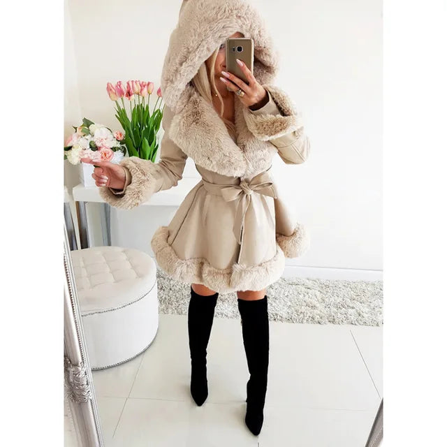 Abrigo Largo con Capucha y Cierre de Botones para Mujer | Ideal para El Invierno