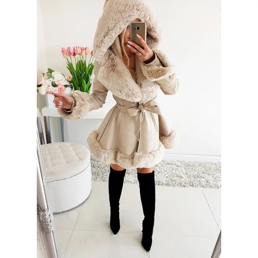 Abrigo Largo con Capucha y Cierre de Botones para Mujer | Ideal para El Invierno