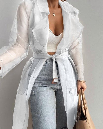 Trench Transparente con Cinturón Ajustable para Mujer | Ideal para Uso Diario u Ocasiones Específicas