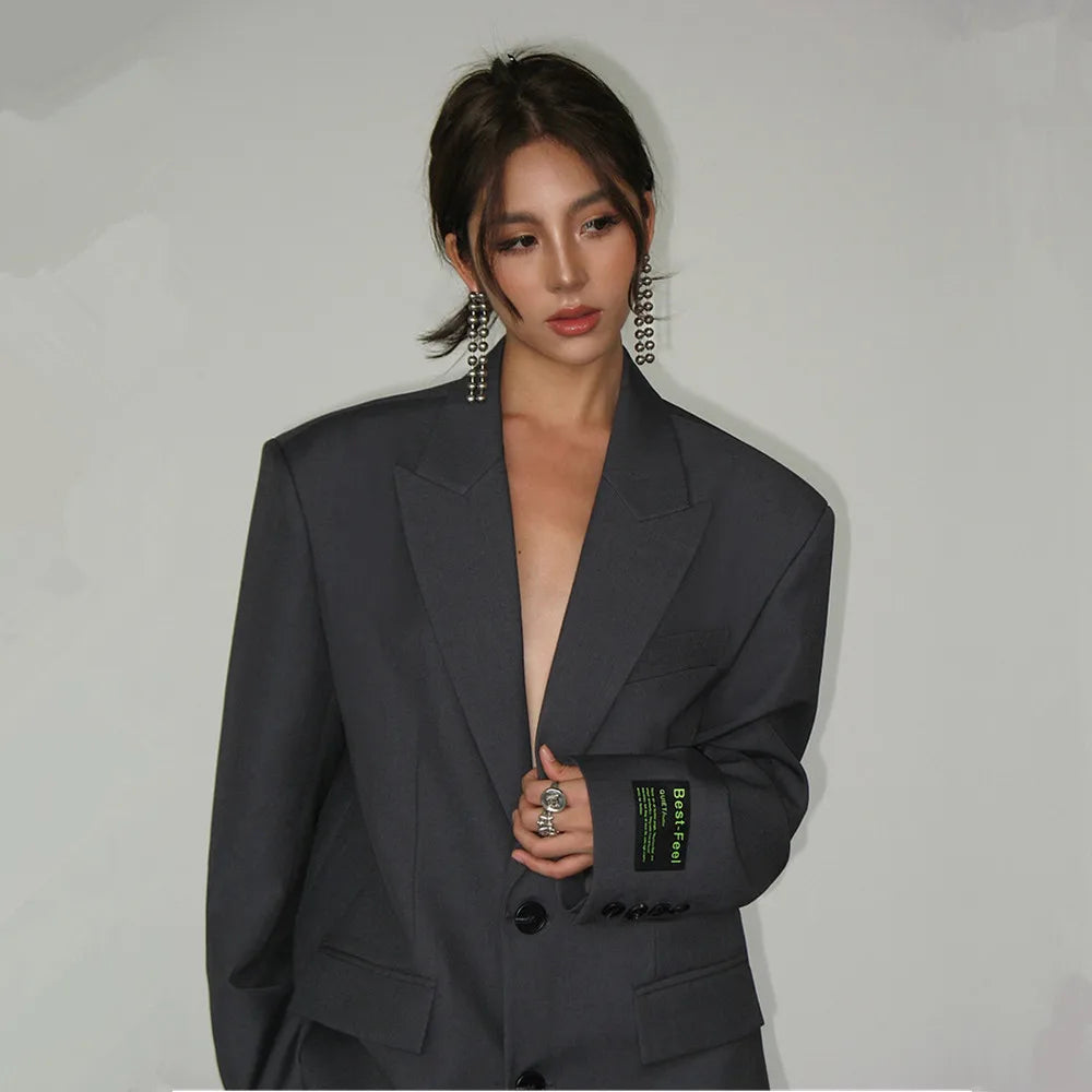 Blazer con Corte Suelto y Hombros Anchos para Mujer | Ideal para Uso Diario y Profesional