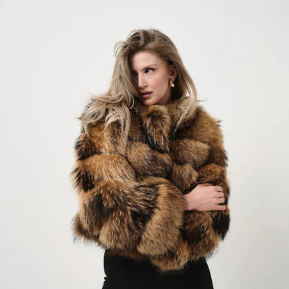 Chaqueta con Acabado de Pelo Sintético para Mujer | Ideal para Eventos y Uso Urbano