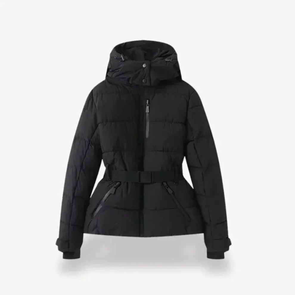 Chaqueta Acolchada con Cinturón y Capucha para Mujer | Ideal para Uso Diario en Temporada Fría