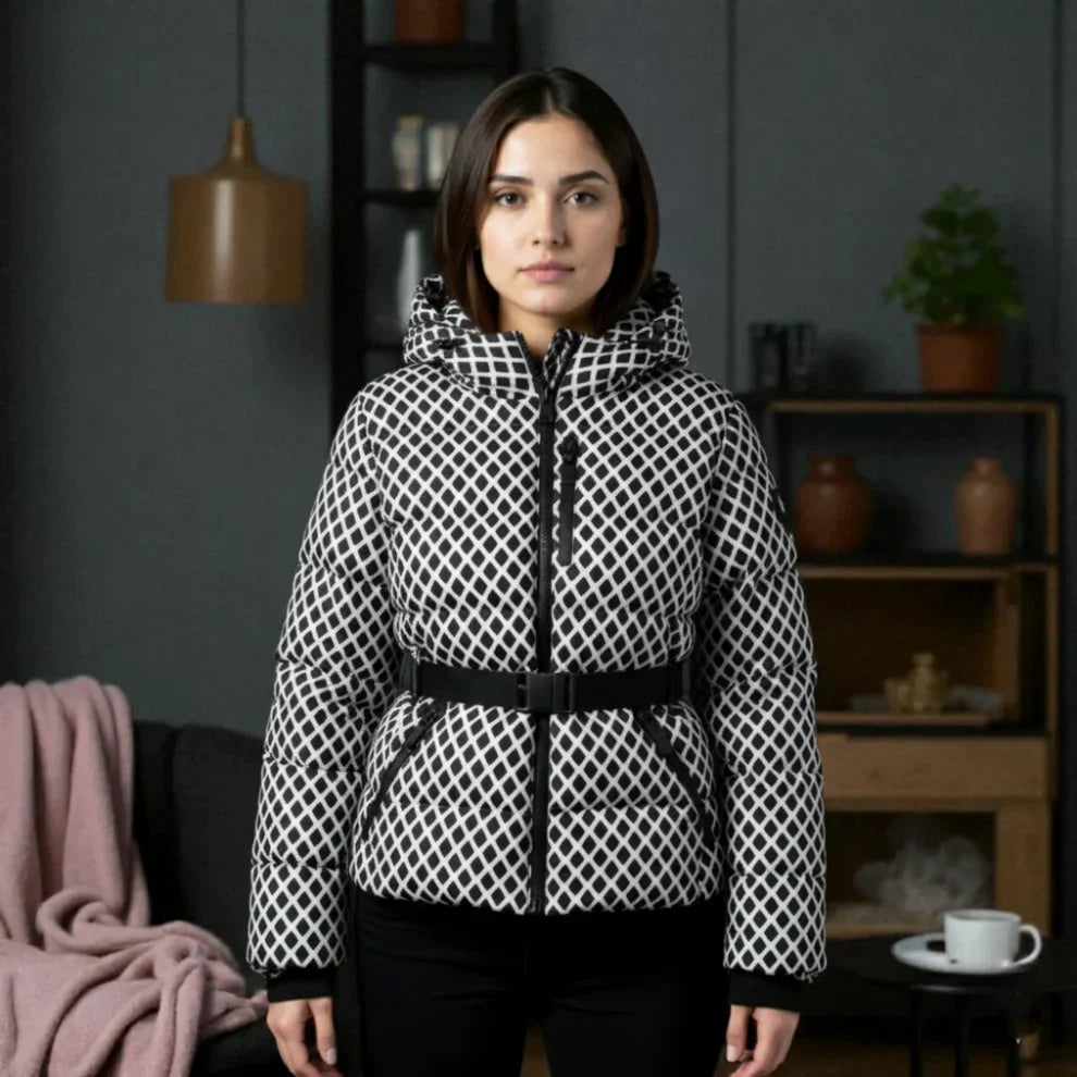 Chaqueta Acolchada con Cinturón y Capucha para Mujer | Ideal para Uso Diario en Temporada Fría