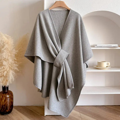 Manteo Tipo Poncho con Cinturón Ajustable para Mujer | Ideal para Entretiempo y Clima Fresco