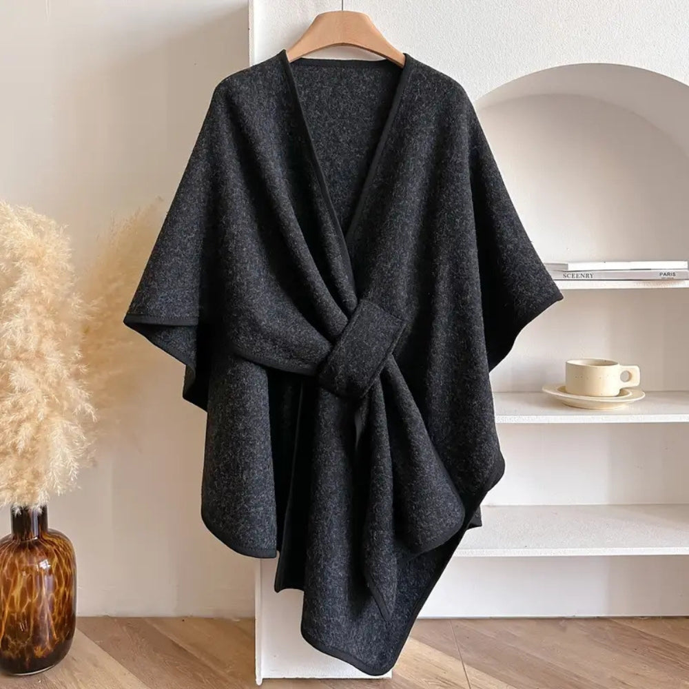 Manteo Tipo Poncho con Cinturón Ajustable para Mujer | Ideal para Entretiempo y Clima Fresco