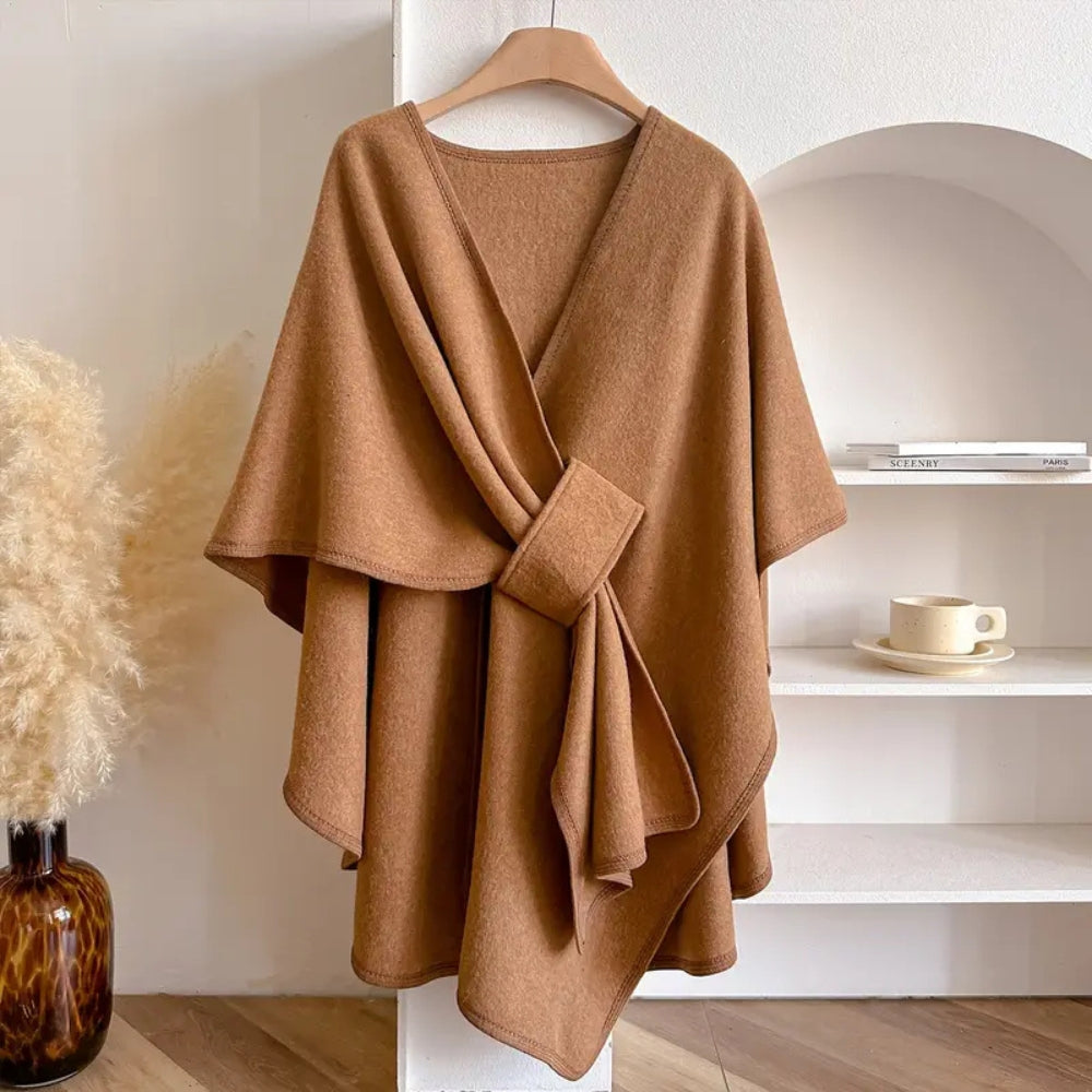Manteo Tipo Poncho con Cinturón Ajustable para Mujer | Ideal para Entretiempo y Clima Fresco