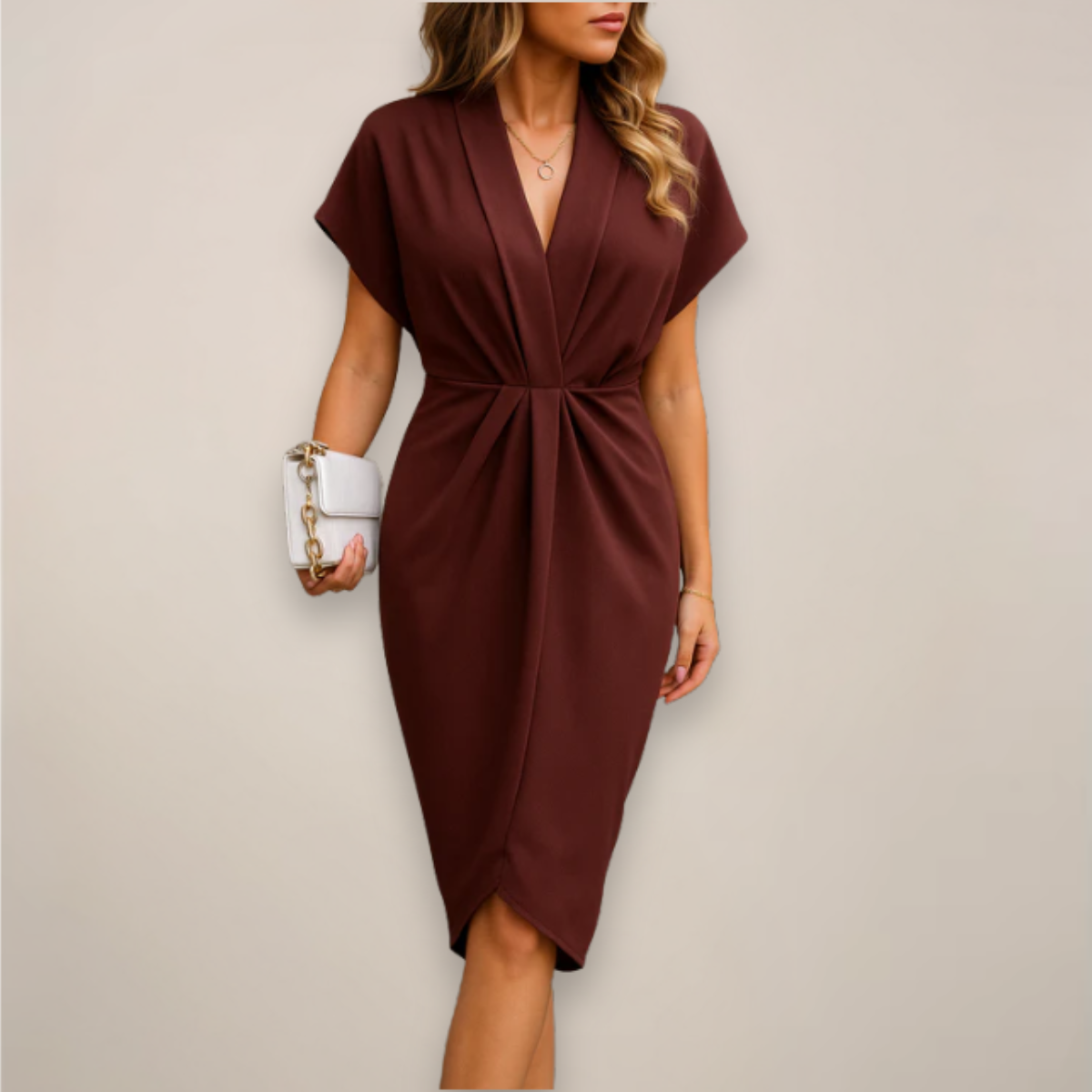 Vestido Midi Con Diseño Cruzado Tipo Cache-cœur Para Mujer | Ideal Para Eventos En Clima Cálido Y Salidas Sociales