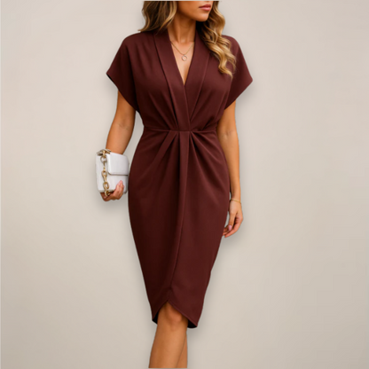 Vestido Midi Con Diseño Cruzado Tipo Cache-cœur Para Mujer | Ideal Para Eventos En Clima Cálido Y Salidas Sociales