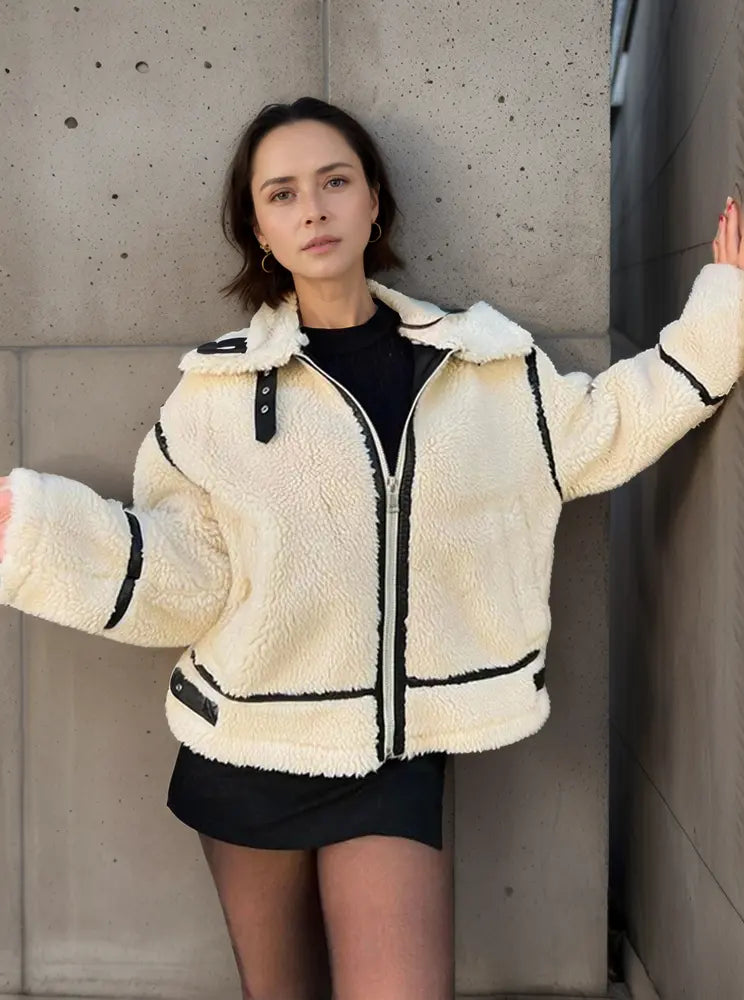 Chaqueta con Diseño de Bloques de Color y Cuello Alto para Mujer | Ideal para Uso Diario