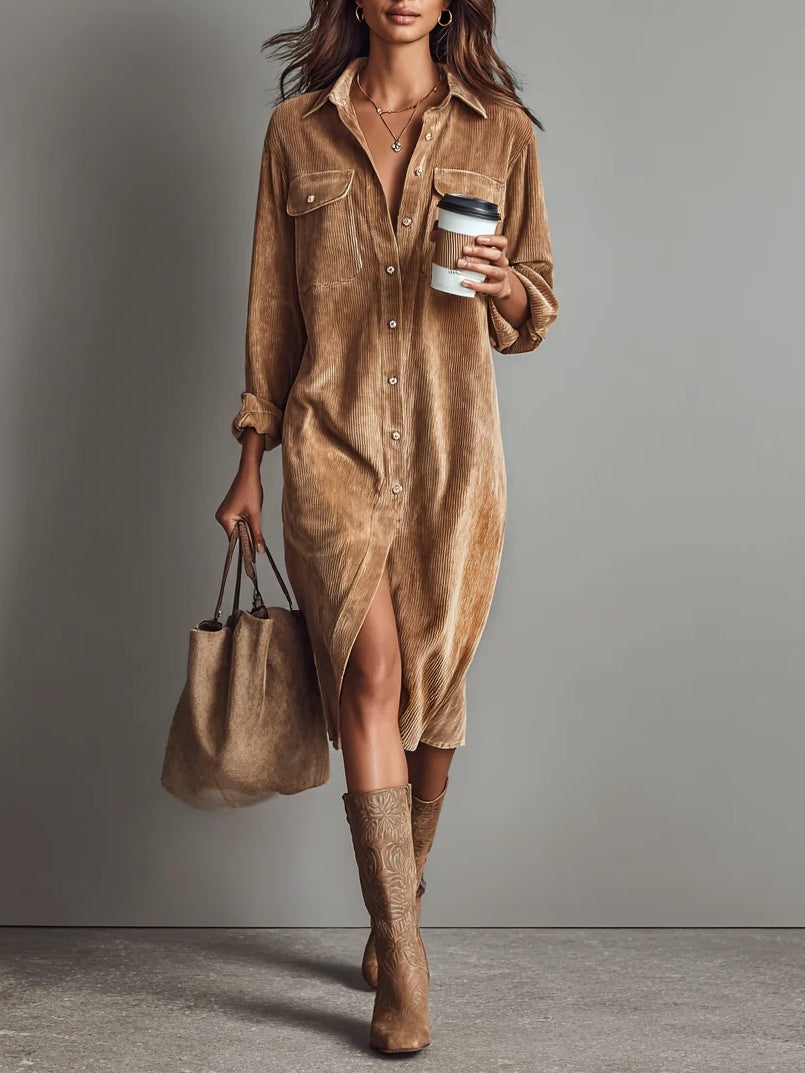 Vestido Midi Con Cierre Abotonado Completo Para Mujer | Ideal Para Uso Diario Y Salidas Informales