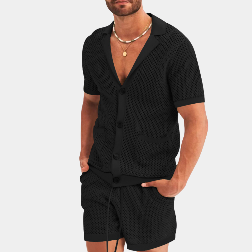 Conjunto Dos Piezas con Camisa de Manga Corta y Short con Cintura Elástica para Adultos | Ideal para Uso Diario