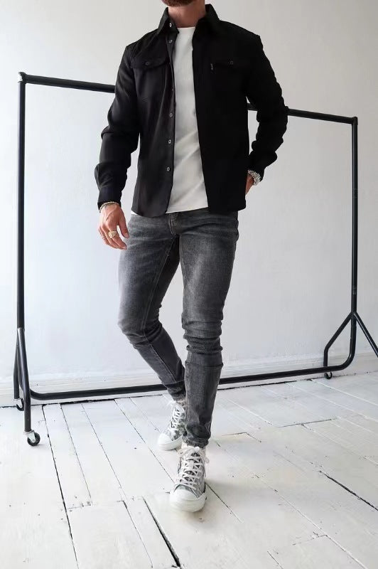 Sobrecamisa Con Bolsillos En El Pecho Y Cierre Abotonado Para Hombre | Ideal Para Uso Diario