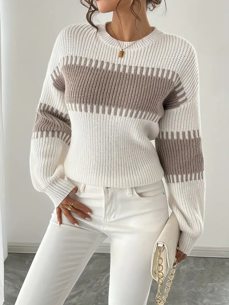 Jersey De Manga Larga Con Cuello Redondo Para Mujer | Ideal Para Uso Diario Y Trabajo