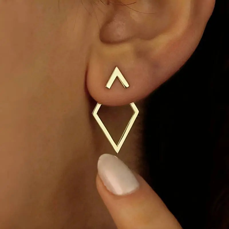 Pendientes Con Diseño Geométrico Y Cierre Push-Back Para Adultos | Ideales Para Uso Diario O Eventos