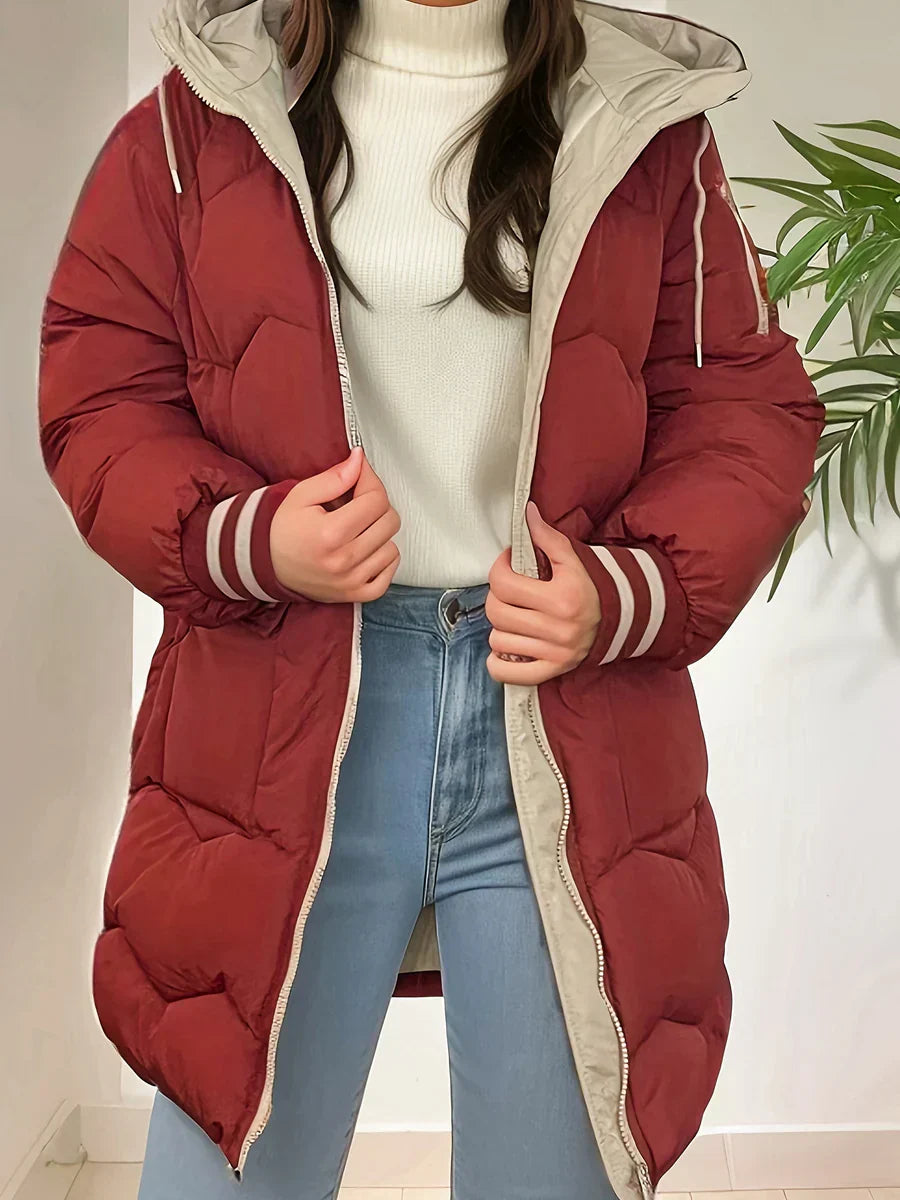 Abrigo Con Capucha Y Cierre De Cremallera Para Mujer | Ideal Para Temporada De Frío