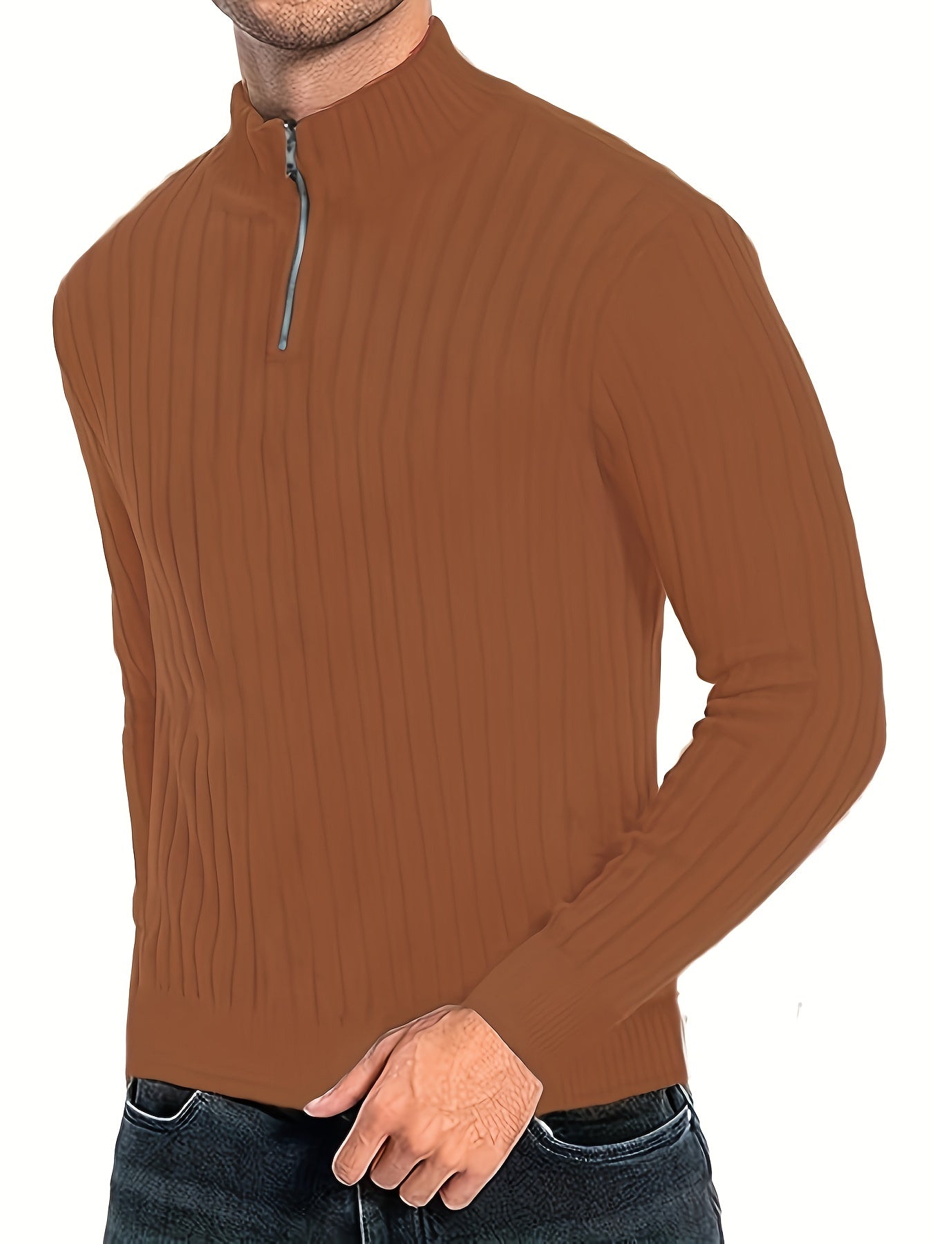 Jersey Con Cuello Alto Y Cremallera Para Hombre | Ideal Para Uso Diario Y Ocasional