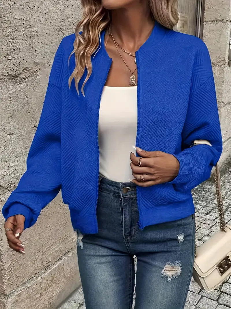 Chaqueta Con Cremallera Frontal Y Corte Holgado Para Mujer | Ideal Para Uso Diario O Entretiempo