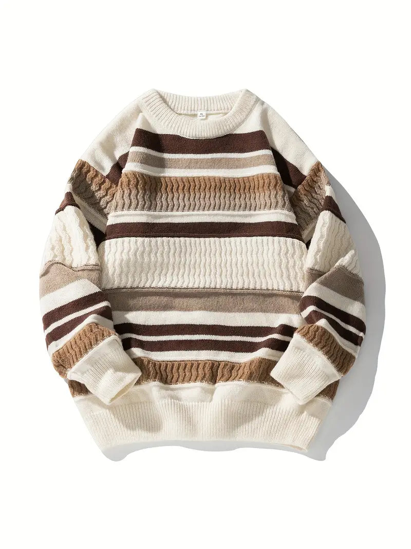 Jersey de Punto a Rayas con Cuello Redondo para Mujer | Ideal para Uso Diario