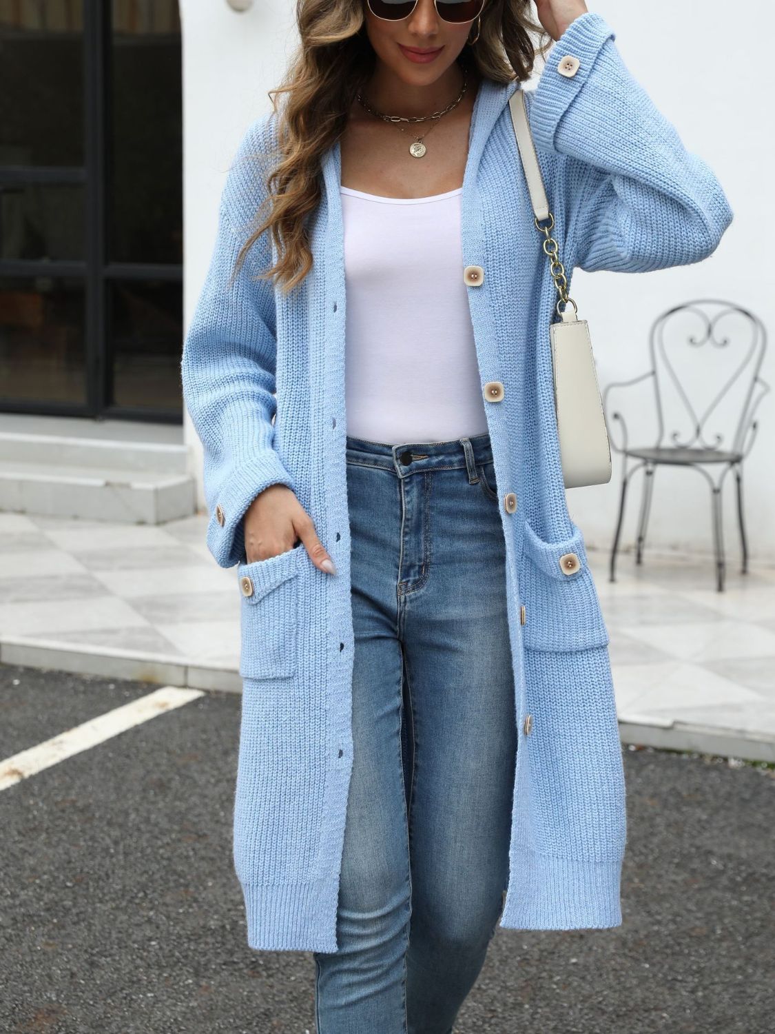 Cardigan Largo Con Botones Y Bolsillos Para Mujer | Ideal Para Superposición Y Uso Diario