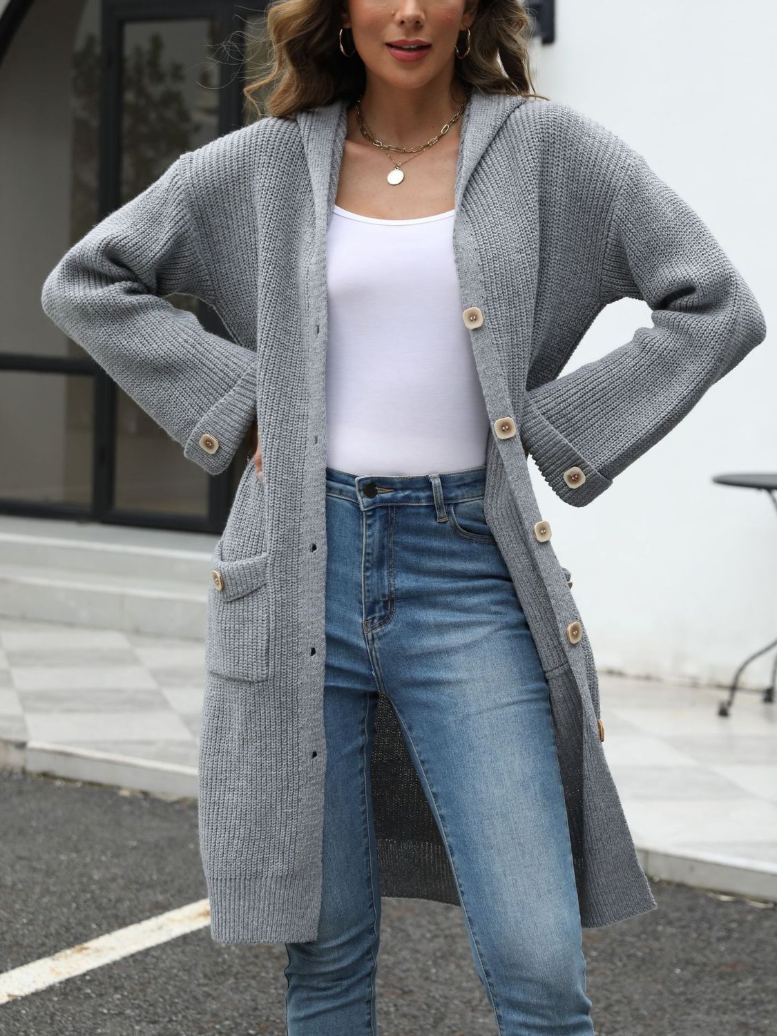 Cardigan Largo Con Botones Y Bolsillos Para Mujer | Ideal Para Superposición Y Uso Diario