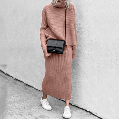 Conjunto de Dos Piezas con Jersey Oversize y Falda Midi Ajustada para Mujer | Ideal para Días Informales o Ciudad