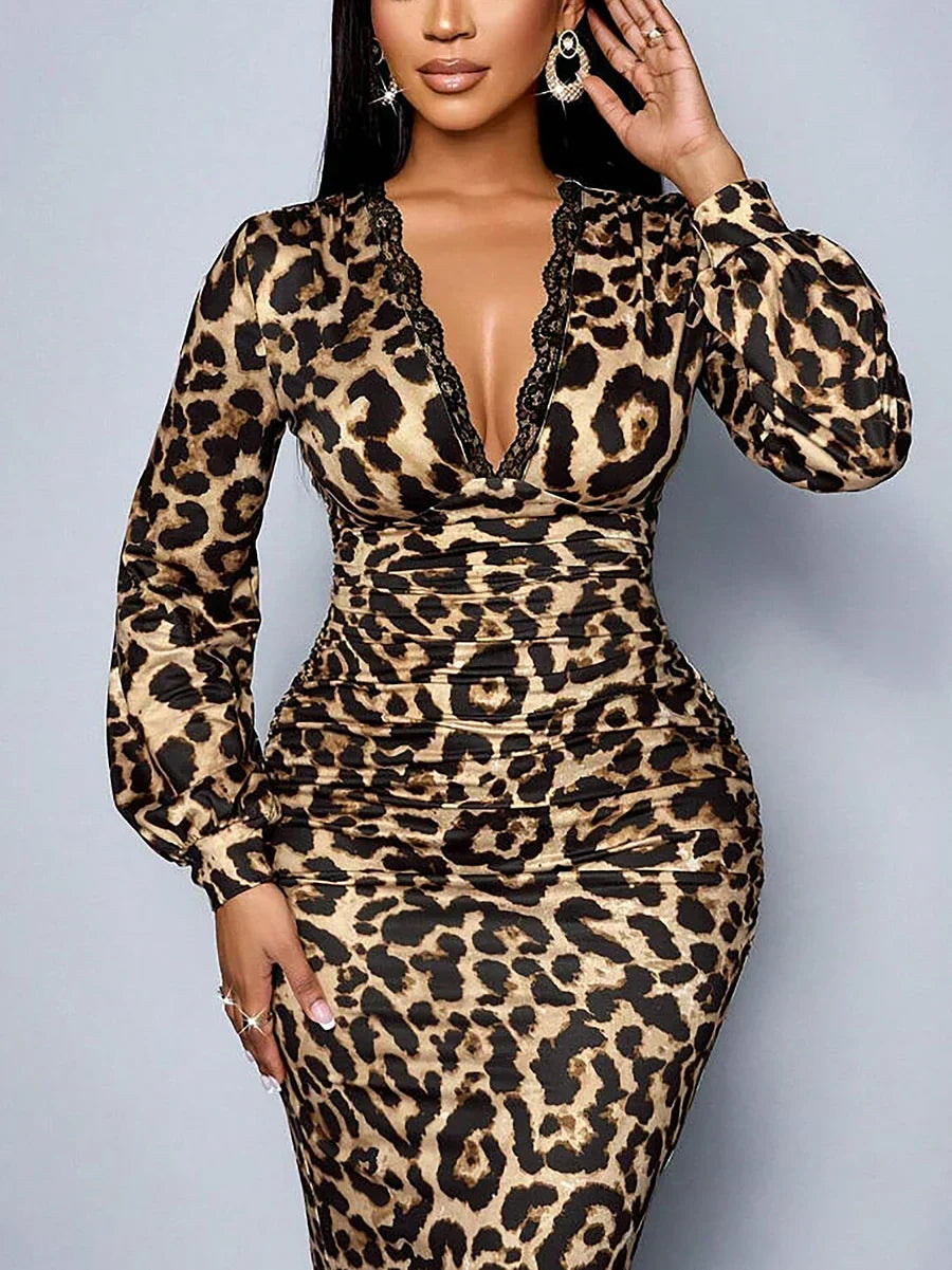 Vestido Midi Con Escote En V Y Bordado De Encaje Para Mujer | Ideal Para Uso Diario Y Eventos Sociales